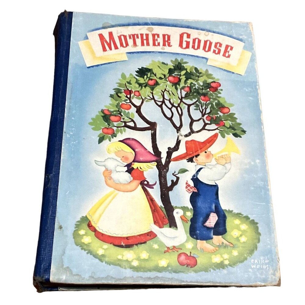 Vintage Mother Goose Book 1941 Hardcover Illustrated Nursery Rhymes Whitman Publ